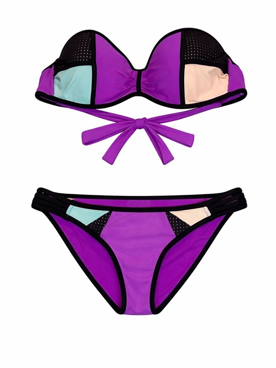 Body Glove Other - Vintage Body Glove Bikini XS Strapless Colorblock Mesh Swim Set